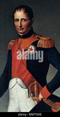 . English : Portrait de Joseph Bonaparte (frère aîné de Napoléon), Roi d'Espagne, en uniforme d'officier espagnol (1768-1844) Portrait de Joseph Bonaparte (1768-1844). 1837. Joseph Bonaparte, roi d'Espagne Banque D'Images