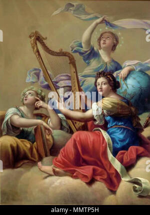 Anglais : Calliope, Urania et Terpsichore English : Calliope, Uranie et Terpsichore . 17e siècle. Calliope Urania et Terpsichore, par Pierre Mignard Banque D'Images