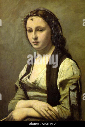 . Portrait de Berthe Goldschmidt Anglais : La femme à la perle la femme avec une perle. Entre vers 1868 et vers 1870. Camille Corot - Femme avec une perle Banque D'Images