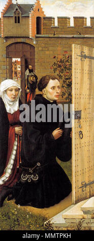 Anglais : retable de Mérode (aile gauche) . vers 1427. Panneau gauche retable mérode campin Banque D'Images