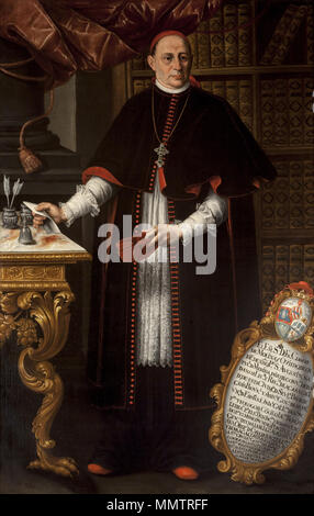 . Español : Retrato del español eclesiástico Gaspar de Molina y Oviedo (1679-1744), que llegó a ser cardenal de la Iglesia Católica y también obispo de Santiago de Cuba, Barcelone et Malaga y Presidente del Consejo de Castilla. El Cardenal Gaspar de Molina y Oviedo. Premier trimestre du 18ème siècle. Cardenal Molina Banque D'Images