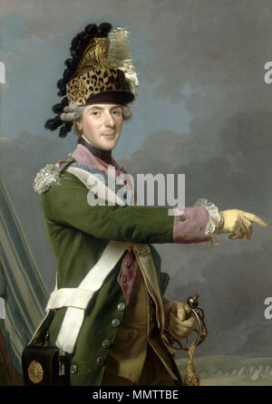 . Louis, dauphin de France (1729-1765), s'affiche avec un visage émacié, en uniforme de Colonel Général des dragons, en face du camp militaire de Compiègne : français Louis de France, dauphin Louis, dauphin de France. 1765. Alexandre Roslin, Louis de France, dauphin (1765) Banque D'Images