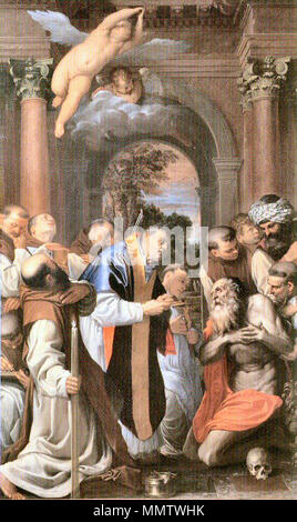 L'Italien : Ultima Communion di San Girolamo la Dernière Communion de saint Jérôme. De 1591 jusqu'à 1597. Agostino Carracci Banque D'Images