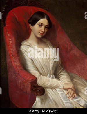 Girl in red fauteuil.. 1846. Kaniewski fille en fauteuil rouge Banque D'Images