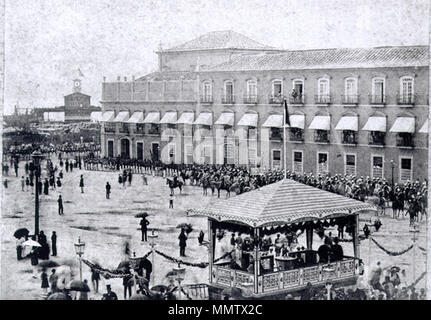 . Le Palais Impérial à Rio de Janeiro en préparation pour la cérémonie de mariage de la princesse Isabelle et le Prince Gaston d'Orléans, comte d'Eu. O Paço Imperial por ocasião do casamento da Princesa Isabel com o Conde d'ue. . 1864. Arsênio da Silva (1833-1883) Noms alternatifs Arsênio Cintra da Silva du Brésil Description peintre, photographe et enseignant Date de naissance/décès 29 Avril 1833 11 février 1883 Lieu de naissance/décès Recife Recife Salvador lieu de travail, Rome, Paris, Rio de Janeiro contrôle d'autorité : Q16494124 Casamento Princesa Isabel Banque D'Images