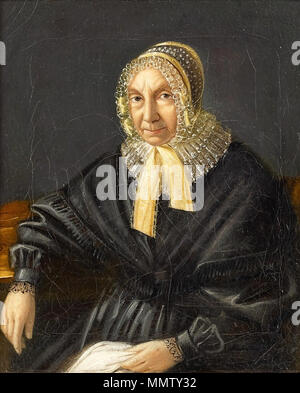 Porträt einer alten Dame mit Spitzenhaube Banque D'Images