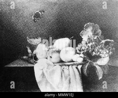 Nature morte avec fruits et un papillon.. Années 1770. La vie encore Henri Fantin-Latour Banque D'Images