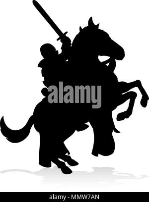 Chevalier à cheval Silhouette Illustration de Vecteur