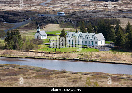 Pingvellir visitor centre, l'Islande.vue typique de Pingvellir. Banque D'Images