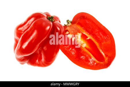 Le Habanero est un piment de taille moyenne type pod cultivar de l'espèce Capsicum annuum. C'est une très hot chili, avec un arôme floral, est issue Banque D'Images