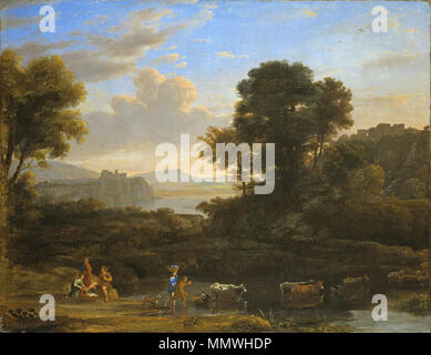 Anglais : paysage pastoral . à partir de 1646 jusqu'à 1647. Claude Lorrain - paysage pastoral, 1646-47 Banque D'Images