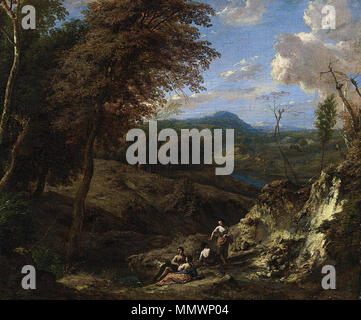 Anglais : paysage de collines boisées . deuxième moitié de 17ème siècle. Cornelis Huysmans - paysage de collines boisées - WGA11816 Banque D'Images