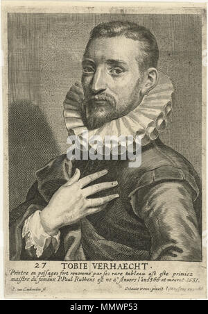 Anglais : Portrait de Tobias Verhaecht . Entre 1649 et 1665. Cornelis van Caukercken, après Otto van Veen - Portrait de Tobias Verhaecht Banque D'Images