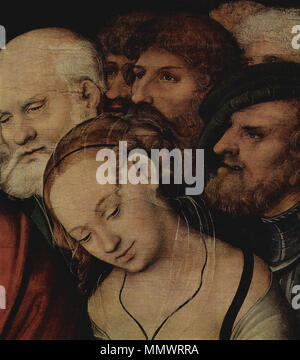 Le Christ et la femme adultère détail. après 1532. Lucas Cranach (II) - Le Christ et la femme adultère - Détail - Eremitage Banque D'Images