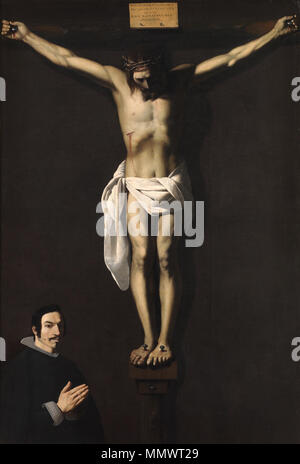 Cristo crucificado con un donante (Zurbarán) Banque D'Images