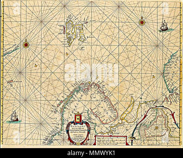 . Anglais : ancienne carte de la Norvège y compris Svalbard . 1666. Hendrick Doncker De Custen van Finmarcken Laplandt Noorwegen,,, Spitsbergen, Ian Mayen Eylandt, Yslandt Hitlandt bezwaarden, als een, habitude van Schotlandt Banque D'Images