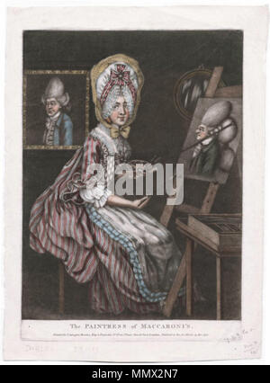 . On pense être une satire du peintre suisse Angelika Kauffmann (1741-1807), London : Imprimé pour Carington Bowles, le 13 avril 1772. 4582 BMCat. L'Paintress des macaronis. 1772. Kaufman Banque D'Images