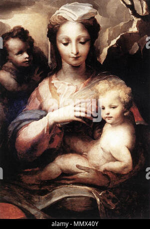 Madonna avec l'enfant Christ et saint Jean Baptiste. vers 1540. Domenico Beccafumi - Vierge à l'enfant le Christ et St Jean le Baptiste - WGA01552 Banque D'Images