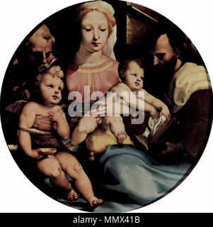 Deutsch : Die Heilige Familie mit dem Täufer Johannes und einem Stifter, Tondo . circa 1530-1535. Domenico Beccafumi 024 Banque D'Images