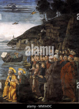Anglais : l'appel des Apôtres (détail) . 1481. Domenico Ghirlandaio, chiamata degli apostoli 04 Banque D'Images