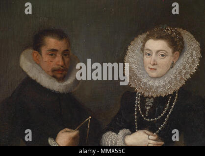 . Anglais : Double portrait (école de Mantoue, xvie siècle Deutsch : Doppelbildnis, Schule von Mantoue des 16. Jahrhunderts, Öl auf Kupfer, 14,5 x 19,5 cm . 16e siècle. Double portrait anonyme (école de Mantoue 16c) Banque D'Images