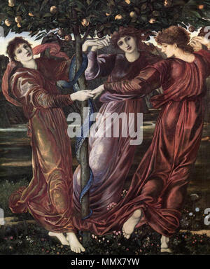 Anglais : Le Jardin des Hespérides (Maria Zambaco est l'une des filles de la nuit et l'obscurité) . vers 1869 à 1873. Edward Burne-Jones - Le Jardin des Hespérides, 1869-1873 Banque D'Images