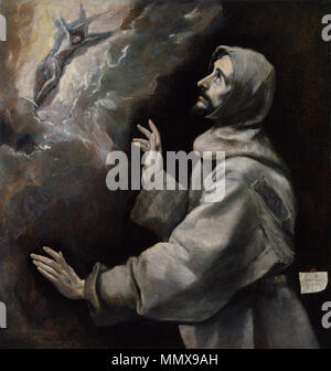 37,424 El Greco (grec, 1541-1614). 'Saint François recevant les stigmates,' 1585-1590. huile sur toile. Walters Art Museum (37,424) : acquis par Henry Walters avec la Collection, 1902. Massarenti El Greco - Saint François recevant les stigmates - Walters 37424 Banque D'Images