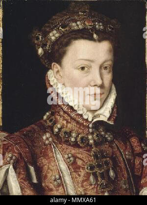 . Anglais : Portrait d'Elisabeth de Valois (1545-1568) English : Genèse copie ; oeuvre en rapport Historique copie partielle d'un original conservé autrefois à Eindhoven dans la collection POURBUS LE JEUNE, attribution de Philips, FRANS ECOLE DE (ancienne attribution) ; FLANDRES, 16E SIÈCLE (ancienne attribution) Bibliographie FRIEDLANDER XIII 397 ; C.S.I. 1, p. 94 Elisabeth de Valois femme de Philippe II d'Espagne. deuxième moitié de 16ème siècle. Elisabethdevalois45 Banque D'Images