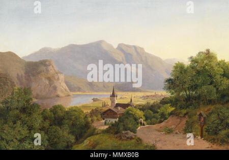 . Blick auf Deutsch : Bozen. Signiert und datiert, ist am 31 Emmy Meyer. Juli 1855, Öl auf Leinwand, 42 x 63,5 cm . 31 juillet 1855. Emmy Meyer Blick auf Bozen Banque D'Images