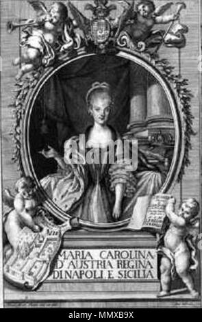 . Anglais : Portrait de la Reine Marie-caroline de Naples . 1768. Gravure de la reine Maria Carolina par un artiste inconnu Banque D'Images