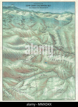 . Anglais : c'est une superbe 1904 broadside bird's eye view ou plan de Gilpin Comté (Colorado). Centré sur le centre de ville, cette vue s'étend au nord jusqu'à Rollinsville et pic d'Arapahoe, au sud, jusqu'à Bellevue la montagne, l'est aussi loin que Randolph moulin, et à l'ouest aussi loin que Nugget. En 1859 John H. Grégoire a découvert de l'or élevé dans les Montagnes Rocheuses à proximité de Denver. La ruée vers l'or est l'un des plus riches de l'histoire des États-Unis et a grandement contribué à l'installation et le développement du Colorado dans le milieu à la fin du xixe siècle. Cette vue imprenable, émis par la Chambre de Commerce du comté d'Gilpin Banque D'Images