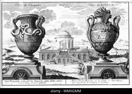 . Anglais : Illustration de 'Entwurff einer historischen Architectur" (Projet d'une architecture historique). Deux vases antiques de Rome. Deutsch : "aus einer historischen Architectur Entwurff". Zwei antike römische Vasen. . 1721. Johann Bernhard Fischer von Erlach (1656-1723) Noms alternatifs, Johann Bernhard Fischer (jusqu'à 1696) Description L'architecte autrichien et sculpteur Date de naissance/décès 20 Juillet 1656 5 avril 1723 Lieu de naissance/décès Graz, Salzbourg Vienne lieu de travail Wien contrôle d'autorité : Q84305 : VIAF ?100183205 ISNI : ?0000 0000 8346 1566 ULAN : ?500011889 Banque D'Images