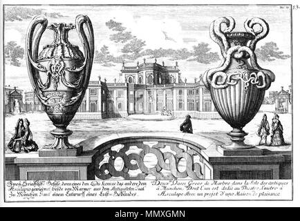 . Anglais : Illustration de 'Entwurff einer historischen Architectur" (Projet d'une architecture historique). Deux vases grecs et le projet d'un petit palace. Deutsch : "aus einer historischen Architectur Entwurff". Zwei griechische Vasen und der Entwurf eines kleinen Schlosses. . 1721. Johann Bernhard Fischer von Erlach (1656-1723) Noms alternatifs, Johann Bernhard Fischer (jusqu'à 1696) Description L'architecte autrichien et sculpteur Date de naissance/décès 20 Juillet 1656 5 avril 1723 Lieu de naissance/décès Graz, Salzbourg Vienne lieu de travail Wien contrôle d'autorité : Q84305 Banque D'Images