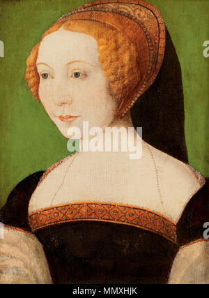 . Anglais : Portrait de femme, huile sur panneau, par un disciple de Corneille de Lyon. English : Portrait de dame, huile sur panneau, suivier de Corneille de Lyon. . Circa. Disciple de Corneille de Lyon Portrait de femme Banque D'Images