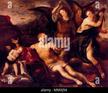 Fr Camilo San Jerónimo azotado por los ángeles Museo del Prado Banque D'Images