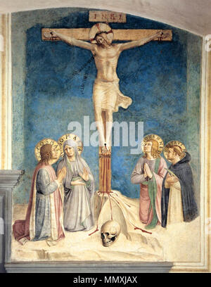 Crucifixion avec la Vierge et saints Cosmas, Jean l'Évangéliste et Pierre Martyr (cellule 38). Entre 1441 et 1442. Fra Angelico - Crucifixion avec la Vierge et saints Cosmas, Jean l'Évangéliste et Pierre Martyr (cellule 38) - WGA00552 Banque D'Images