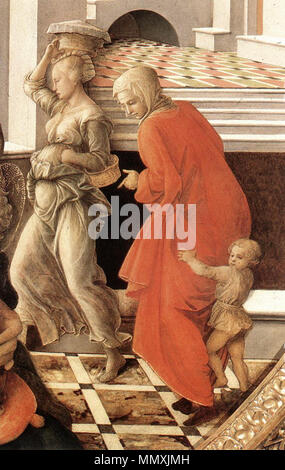 Madone avec l'enfant et des scènes de la vie de St Anne (détail). 1452. Fra Filippo Lippi - la Vierge avec l'enfant et des scènes de la vie de St Anne (détail) - WGA13241 Banque D'Images