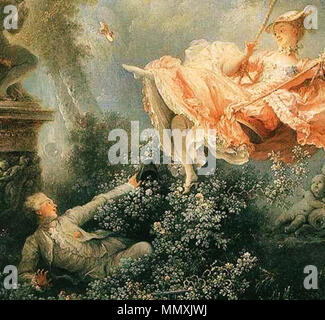 Deutsch : Die Schaukel English : Le Swing Français : Les hasards heureux de l'escarpolette . 1767. Fragonard, Le Swing-détail voyeur Banque D'Images