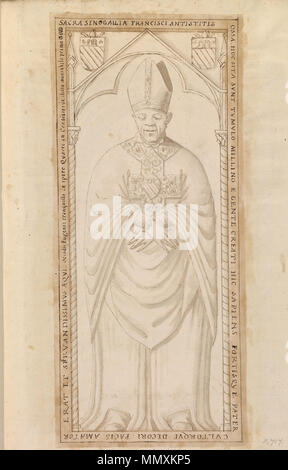 . Anglais : Dessin à la Bibliothèque Royale au château de Windsor qui montre la pierre tombale de Francesco Mellini à Santa Maria del Popolo. Créateur : Inconnu 17e siècle l'artiste italien . 12 janvier 2017. 17e siècle Francesco artiste anonyme tombstone Mellini Banque D'Images