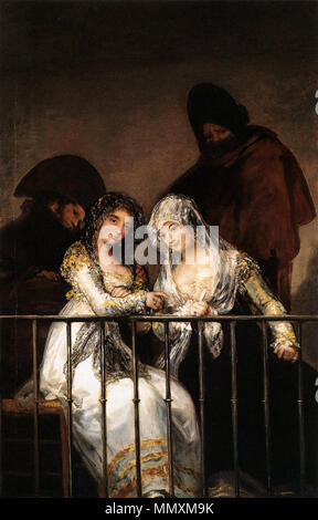 Espagnol : Majas en el balcón Majas au balcon. Entre 1800 et 1814. Francisco de Goya y Lucientes - Majas au balcon - WGA10057 Banque D'Images