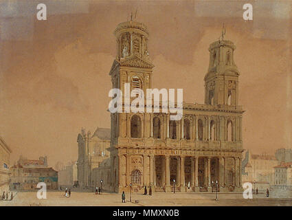 . Vue de l'église Saint-Sulpice . 19e siècle. Francois-Etienne Villeret St Sulpice Paris Banque D'Images