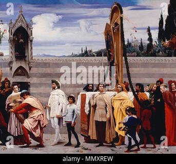 Anglais : Cimabue Madonna est célébré est portée en procession dans les rues de Florence . [Portrait] Español : illustration de la célebre Madonna de Cimabue llevada fr por las calles procesion de Florencia. [Portrait] D'ILLUSTRATION . 1853-55.. Frederic Leighton - Cimabue Madonna est portée en procession - Culture Banque D'Images