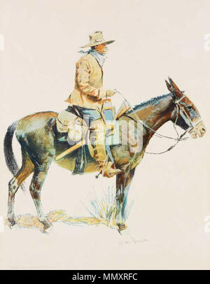 . Deutsch : le trappeur. Chromolithografie, 50,8 x 38 cm. Gedruckt von Robert Howard Russell. . En 1909. Frederic Sackrider Remington Le trappeur chromolithographie Banque D'Images