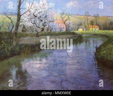 Un paysage de la rivière des Français Frits Thaulow un paysage de la rivière des Français Banque D'Images