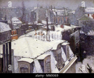 . Deutsch : Gustave Caillebotte (Franzose, 1848-1894) : Dächer von Paris (Schneestimmung) Anglais : Gustave Caillebotte (Français, 1848-1894) : toits dans la neige (effet de neige) English : Gustave Caillebotte (Français, 1848-1894) : Vue de toits (effet de neige) Toits de Paris. 1878. G. Caillebotte - Vue de toits, effet de neige Banque D'Images