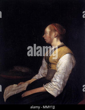 Jeune fille assise en costume paysan. vers 1650. Gerard Ter Borch (II) - Jeune fille assise en costume paysan - WGA22145 Banque D'Images