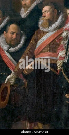 . Anglais : Portrait de Gerrit Cornelisz. Vlasman dans le Banquet des officiers de la garde civique de Saint George à Haarlem en 1616, détail Nederlands : Portret van Gerrit Cornelisz. Vlasman dans Jorisdoelen Officieren van de Saint-Jean, Haarlem, 1616 Détail Cet objet est classé dans RKDimages, base de données de l'Institut néerlandais pour l'histoire de l'Art, sous la référence 11127. Čeština | English | français | македонски | Nederlands |  +/- Le Banquet des officiers de la compagnie de milice de St George en 1616. 1616. Gerrit Cornelisz. Vlasman - détail de Le Banquet des officiers de la milice de St George Banque D'Images