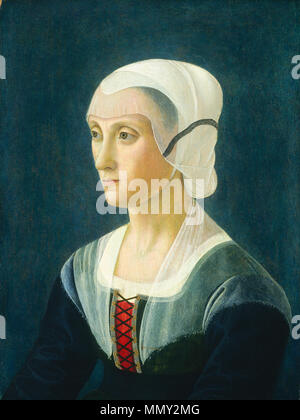 Attribué à Domenico Ghirlandaio, Lucrezia Tornabuoni, Italien, 1449 - 1494, ch. 1475, tempera et huile sur panneau, Samuel H. Kress Collection Ghirlandaio - lucreziatornabuoni Banque D'Images