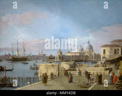 Peinture ; huile sur toile ; total : 114,5 x 153,5 cm (45 1/16 x 60 7/16 po.) ; Giovanni Antonio Canal, il Canaletto - Entrée du Grand Canal - à partir de l'extrémité ouest de la Molo - WGA03913 Banque D'Images