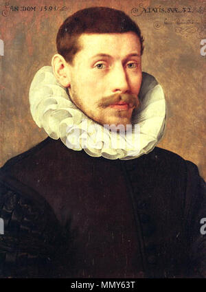 . Portrait d'un homme âgé de 32 ans . 1591. Georges Rouget le jeune (1569-1622) Noms alternatifs Frans Porbus (II), Frans Purbis (II), Frans II Pourbus, Jan van de Velde le jeune peintre flamand Description, dessinateur et peintre de la cour, fils de Frans Pourbus (I) Date de naissance/décès 1569 19 février 1622 Lieu de naissance/décès Anvers Paris période de travail entre 1590 et 1622 circa circa travail lieu Anvers (1591), Bruxelles (1600), Paris (1600-1609), Paris (1609-1622) contrôle d'autorité : Q934540 : VIAF ?71448970 ISNI : ?0000 0001 2102 240X ULAN : ?500008791 RCAC : ?c2001000553 : WGA ?POURBUS Banque D'Images